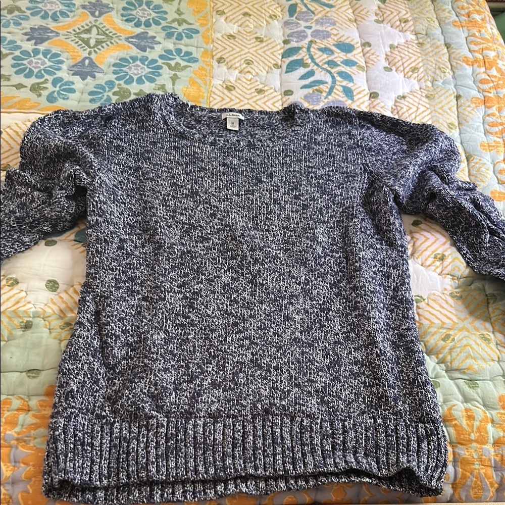 L.L. Bean Blue Crew Neck Sweater Cozy Knit